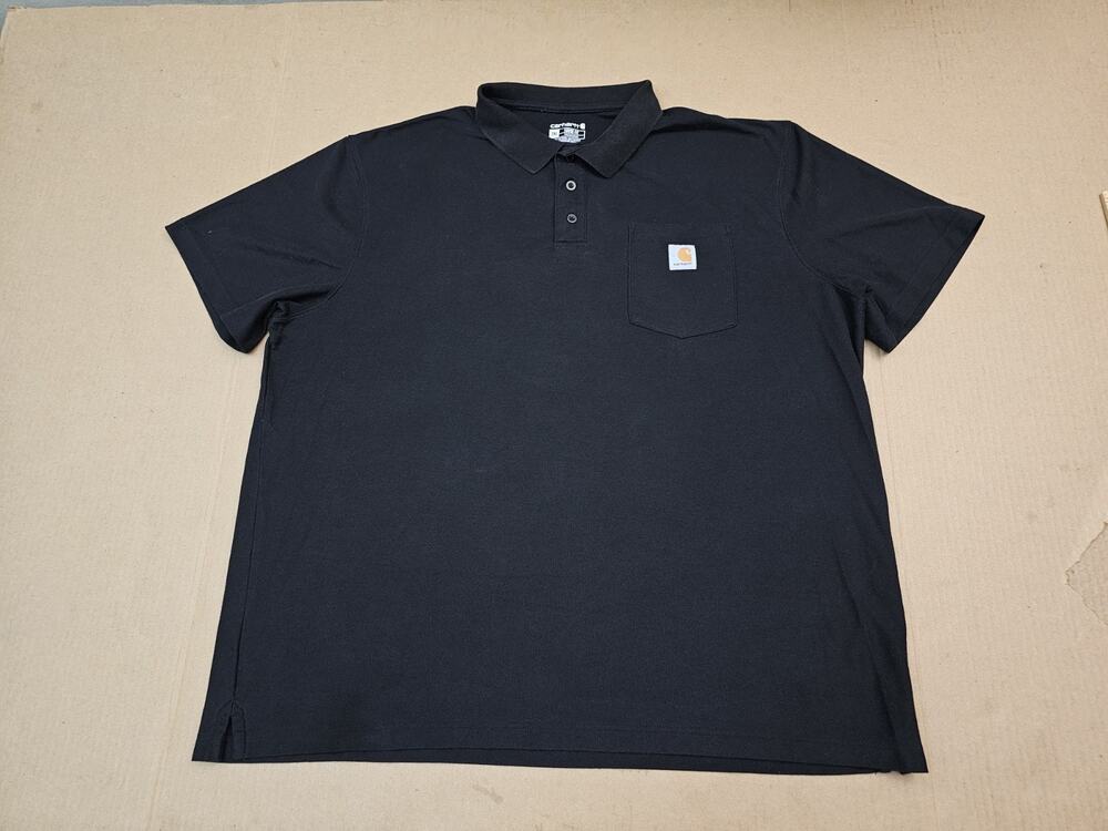 Carhartt K570 Loose Fit Work Polo Size 2XL BLACK Mens Short Sleeve Pocket